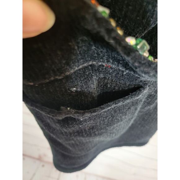 VTG J Two Black Embellished Jewel Chenille Knit Cardigan Sweater Womens Size XL - Picture 11 of 13